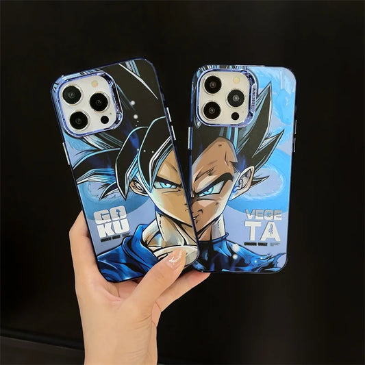 Electroplated Anime Dragon Ball Goku Saiyan Case for iphone 11 12 13 14 15 pro max 14pro Phone Cover