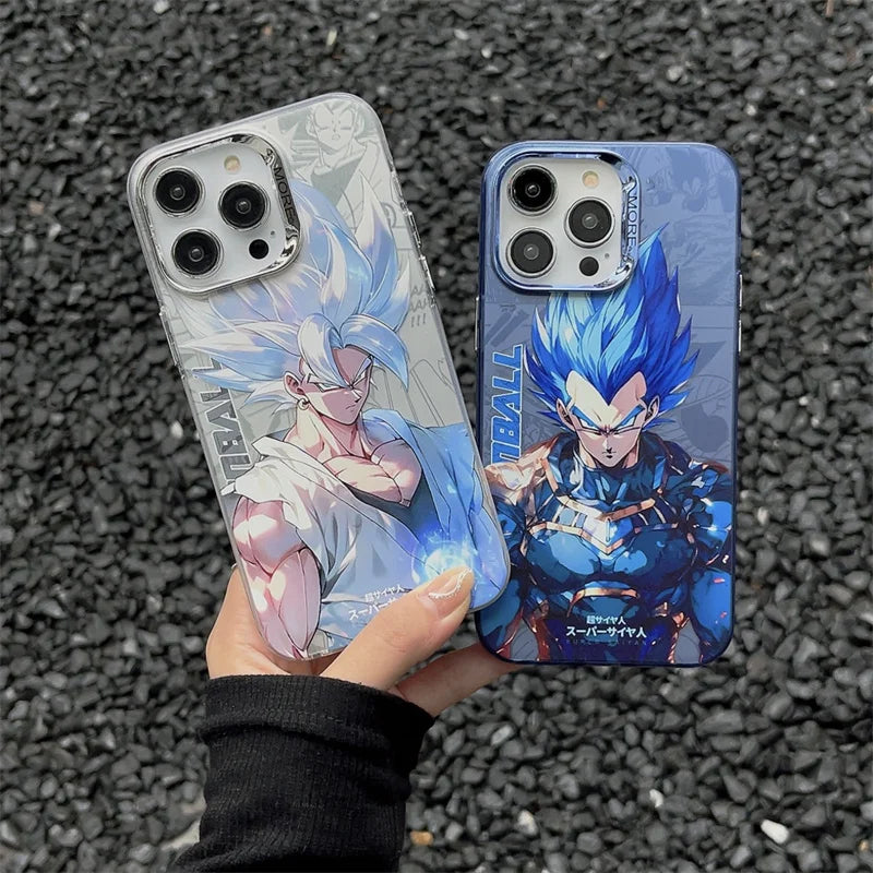 Electroplated Anime Dragon Ball Goku Saiyan Case for iphone 11 12 13 14 15 pro max 14pro Phone Cover